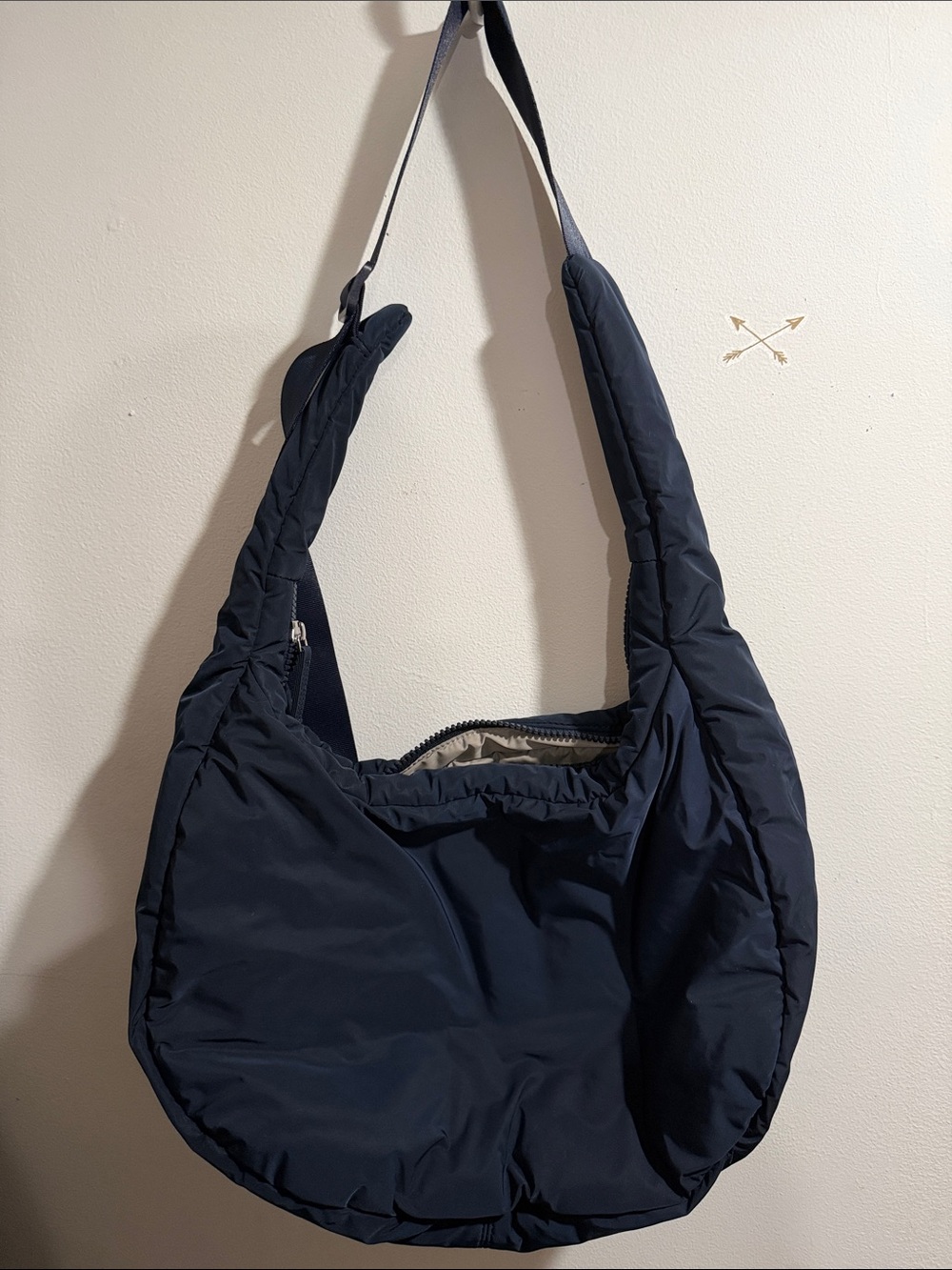 Athleta Navy Quilted Shoulder Bag